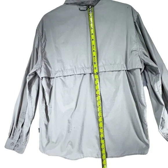 White Sierra Outdoor Shirt Beige Medium Fishing Hiking Vented Rolled Sleeves - Picture 14 of 16